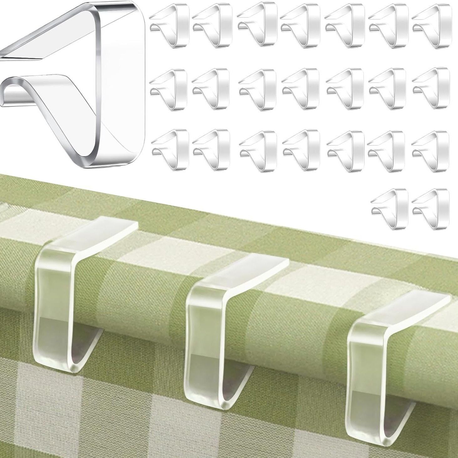 24 Pack Clear Windproof Tablecloth Clips - Sturdy GPPS Table Cover Clamps, Easy to Use for Outdoor & Indoor