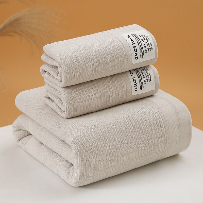 3-Piece Beige 100% Pure Combed Cotton Towel & Bath Towel Set - Ultra Soft & Highly Absorbent Air Cotton Home Bathroom Towels, 35x75cm / 70x140cm
