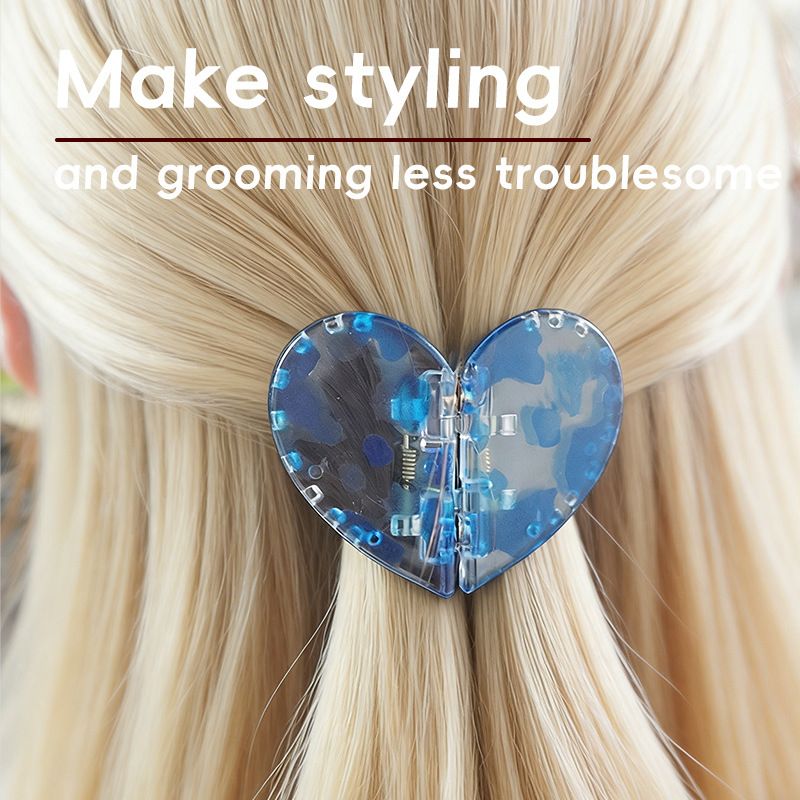 2PCS Leopard Orange Magnetic Heart Hair Clip and Detachable Hair Claw - Secure Lightweight Half Up Styling Clip for Daily Wear and Travel
