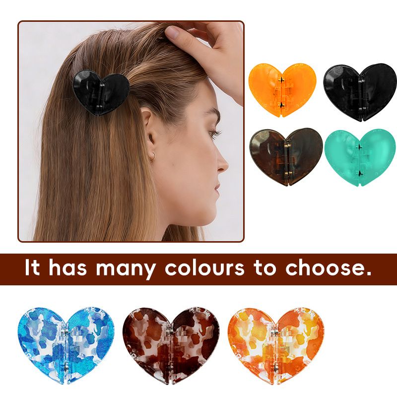 2PCS Leopard Orange Magnetic Heart Hair Clip and Detachable Hair Claw - Secure Lightweight Half Up Styling Clip for Daily Wear and Travel