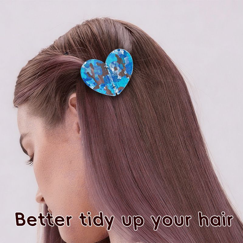 2PCS Leopard Orange Magnetic Heart Hair Clip and Detachable Hair Claw - Secure Lightweight Half Up Styling Clip for Daily Wear and Travel