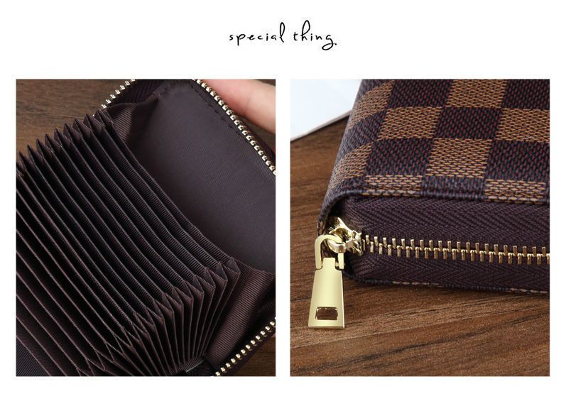 Litchi Grain Brown Accordion Card Holder Wallet (18 Card Slots & 2 Coin Pockets) - Compact Multifunctional PU Card Organiser with Oxford Cloth Lining for Cards, Licence and Coins