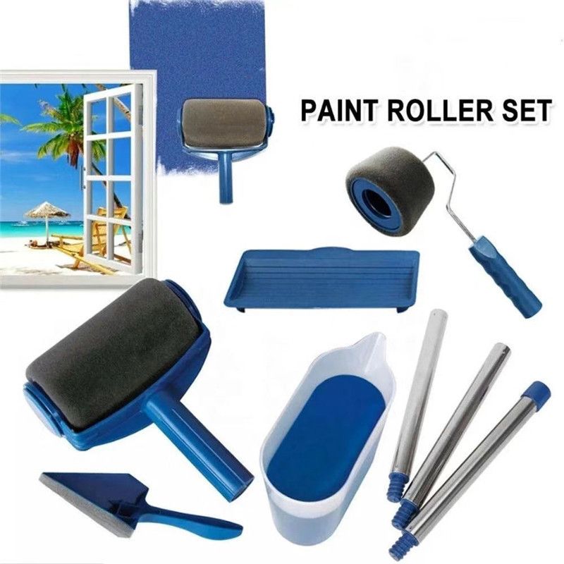 6-piece Paint Roller Set with Fillable Roller and Edger - Leak Proof Wall Painting Kit, Tray and Corner Brush for DIY Home Renovation