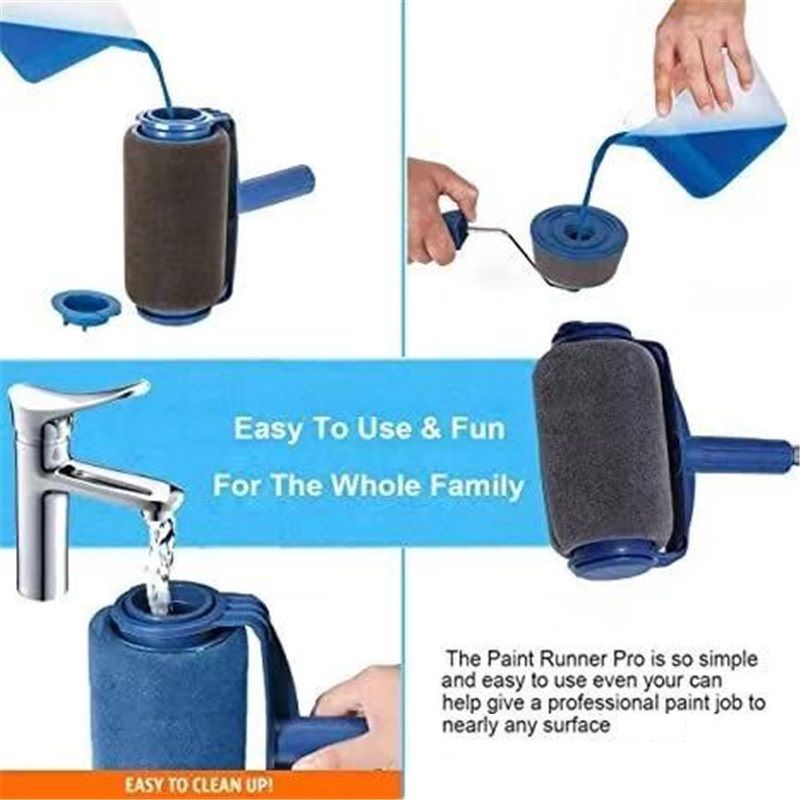 6-piece Paint Roller Set with Fillable Roller and Edger - Leak Proof Wall Painting Kit, Tray and Corner Brush for DIY Home Renovation