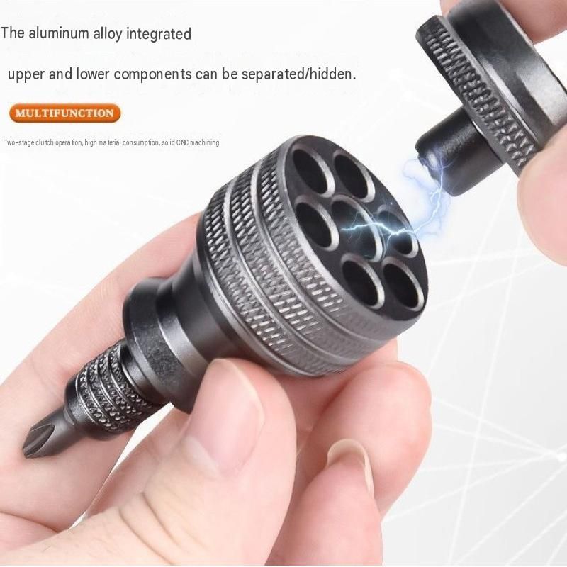 7-in-1 Aluminium Alloy Multi-Bit Screwdriver - Compact S2 Steel Bit Set with Magnetic Holder, Portable DIY Repair Tool for Home and Travel
