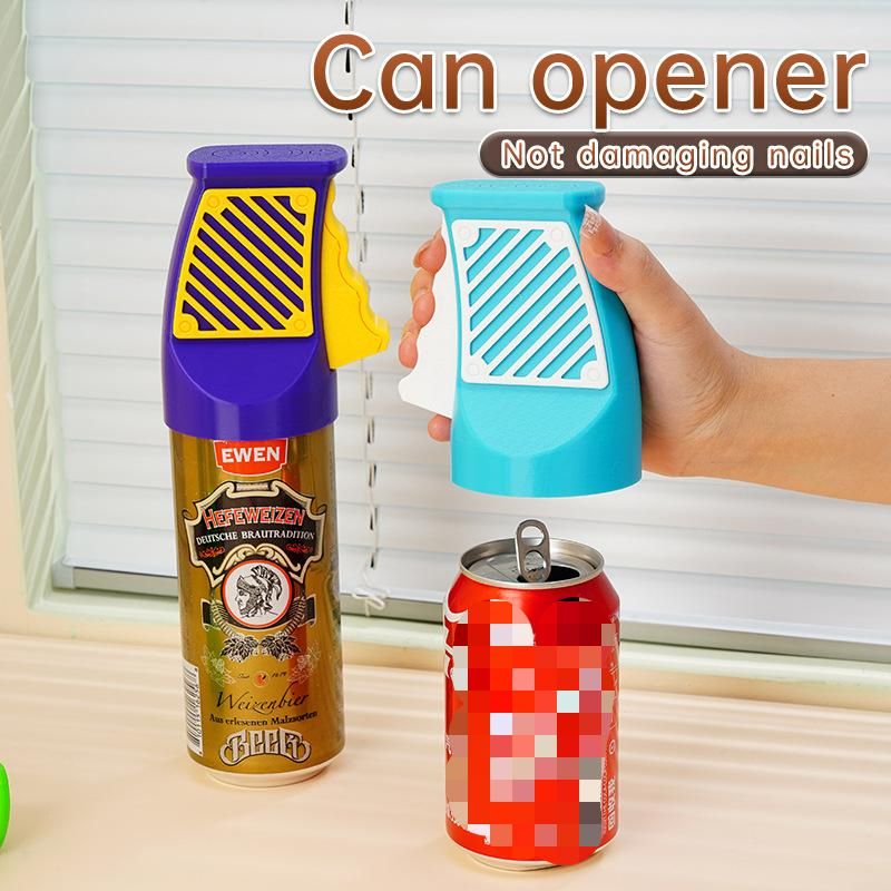 2-pack Green Easy Open Can Opener Tool - Nail Safe Beverage Lid Lifter with Ergonomic Grip, Portable Plastic Drink Tab Opener for Soda and Beer Cans, Kitchen Gadget Gift