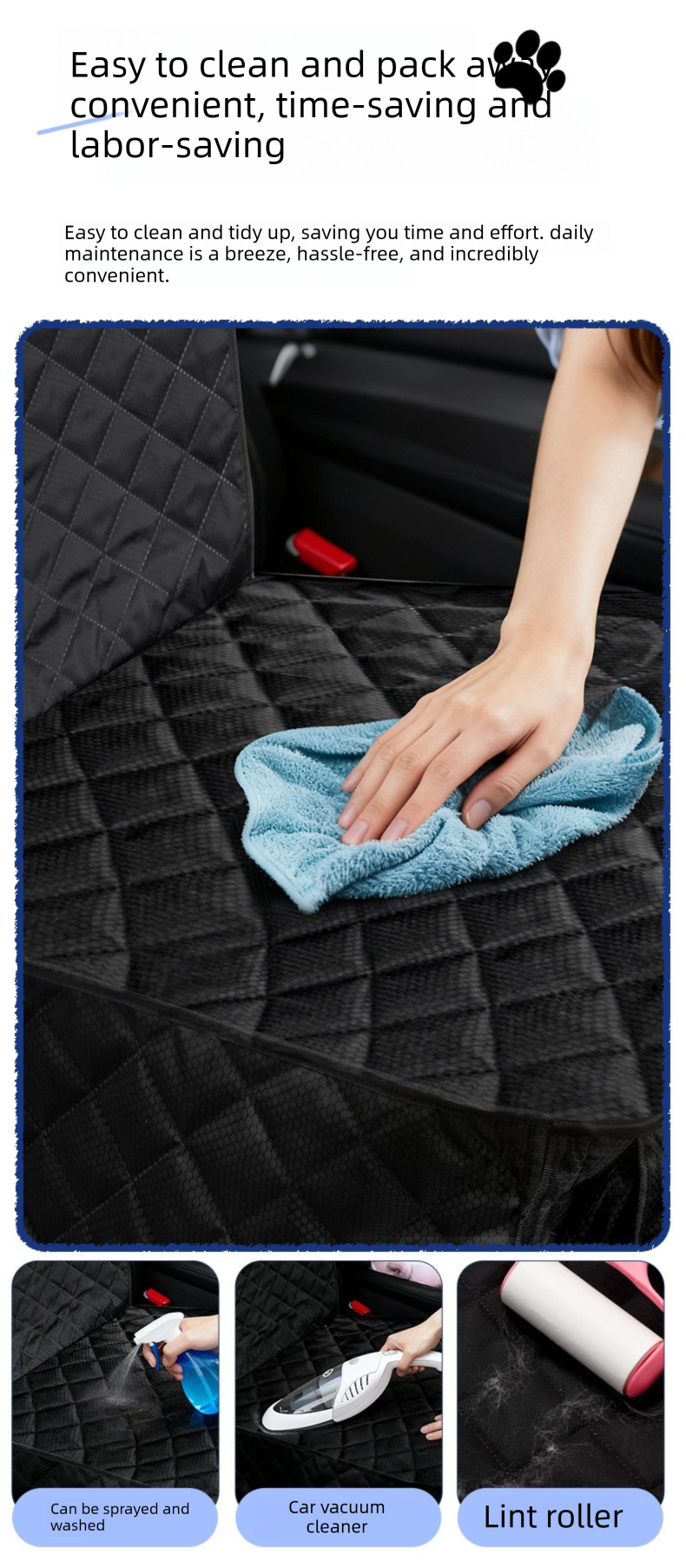 Dog Front Car Seat Cover 600D Oxford Fabric Waterproof Quilted Pet Seat Protector, 44 x 53 cm Backrest, Easy Clean Travel Mat for Dogs and Cats