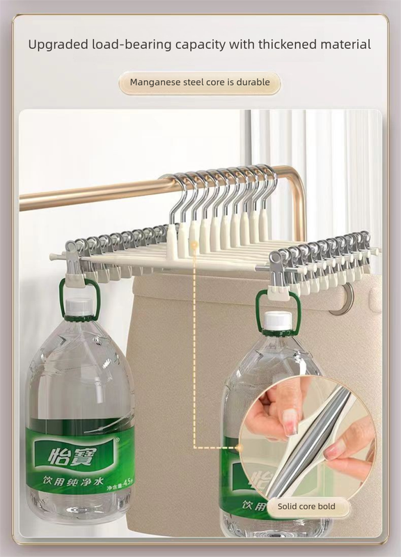 Black Adjustable Pants Hangers 10 Pack - 31 cm Metal Clip Hangers with Non Slip Soft Grip Clips, Space Saving Wardrobe Organisers for Trousers, Skirts and Shorts