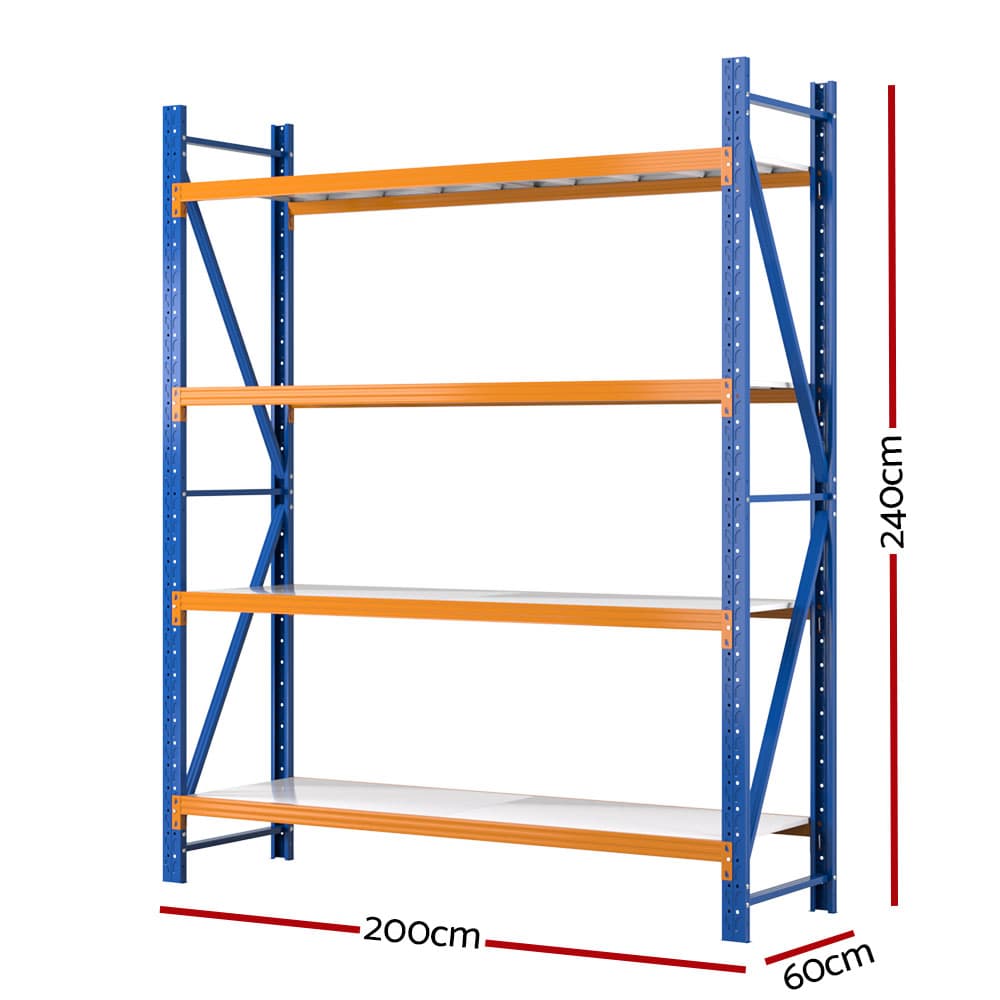 Freestanding Garage Shelving Heavy-Duty Steel 2.4M x 2M Blue
