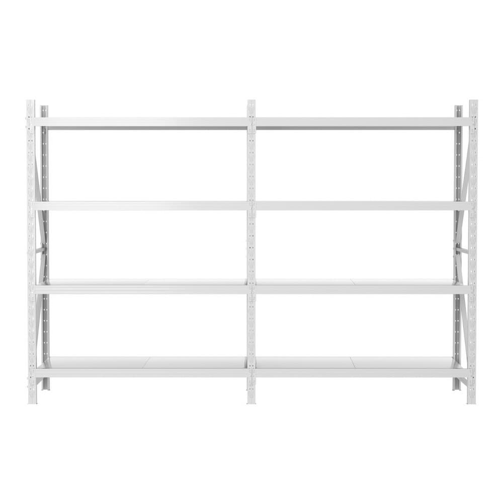Garage Shelving Rack Heavy-Duty 3Mx2M White Industrial Steel 4 Tiers Adjustable Height