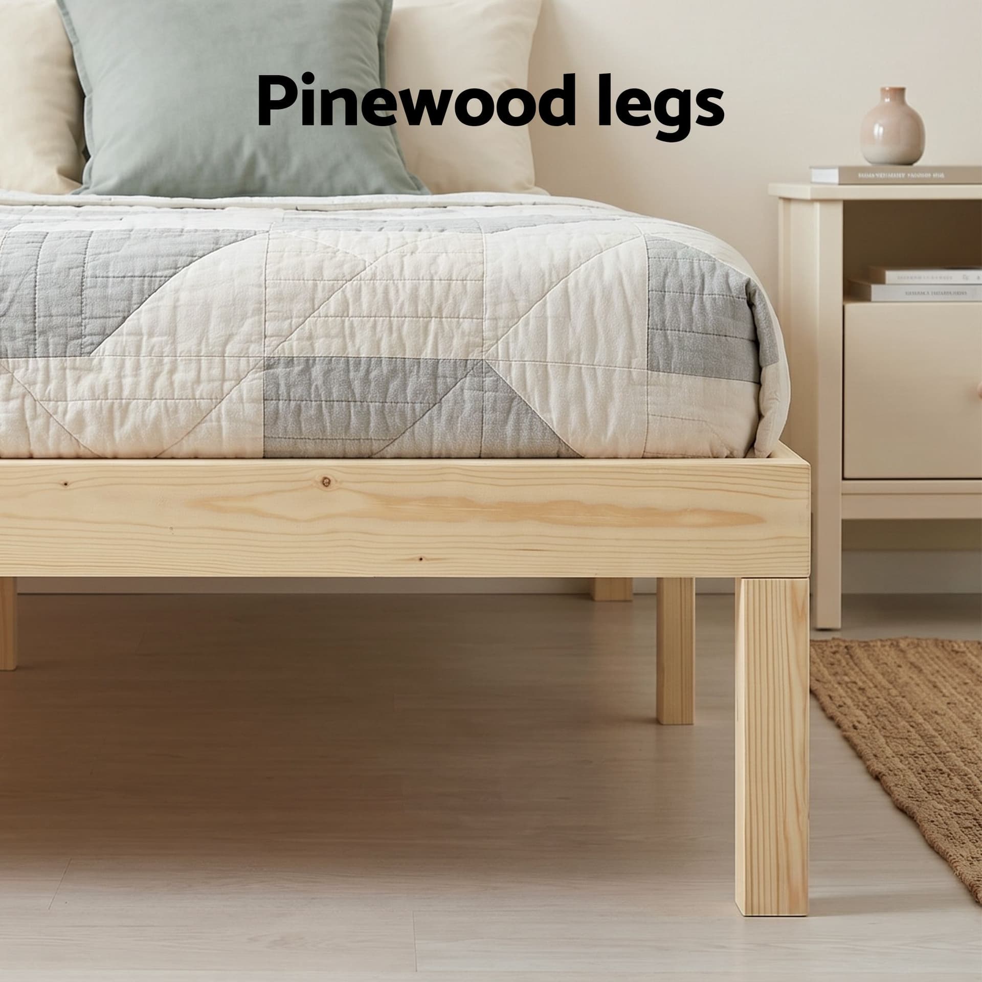 Artiss Bed Frame Double Size Wooden Base Mattress Platform Timber Pine BRUNO