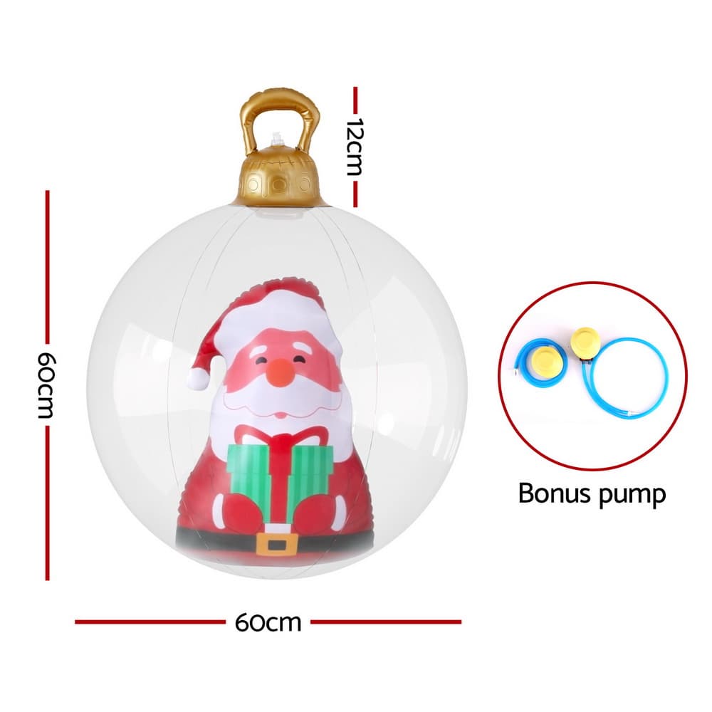 Christmas Inflatable Ball 60cm Water-Repellent PVC Santa Decoration Clear