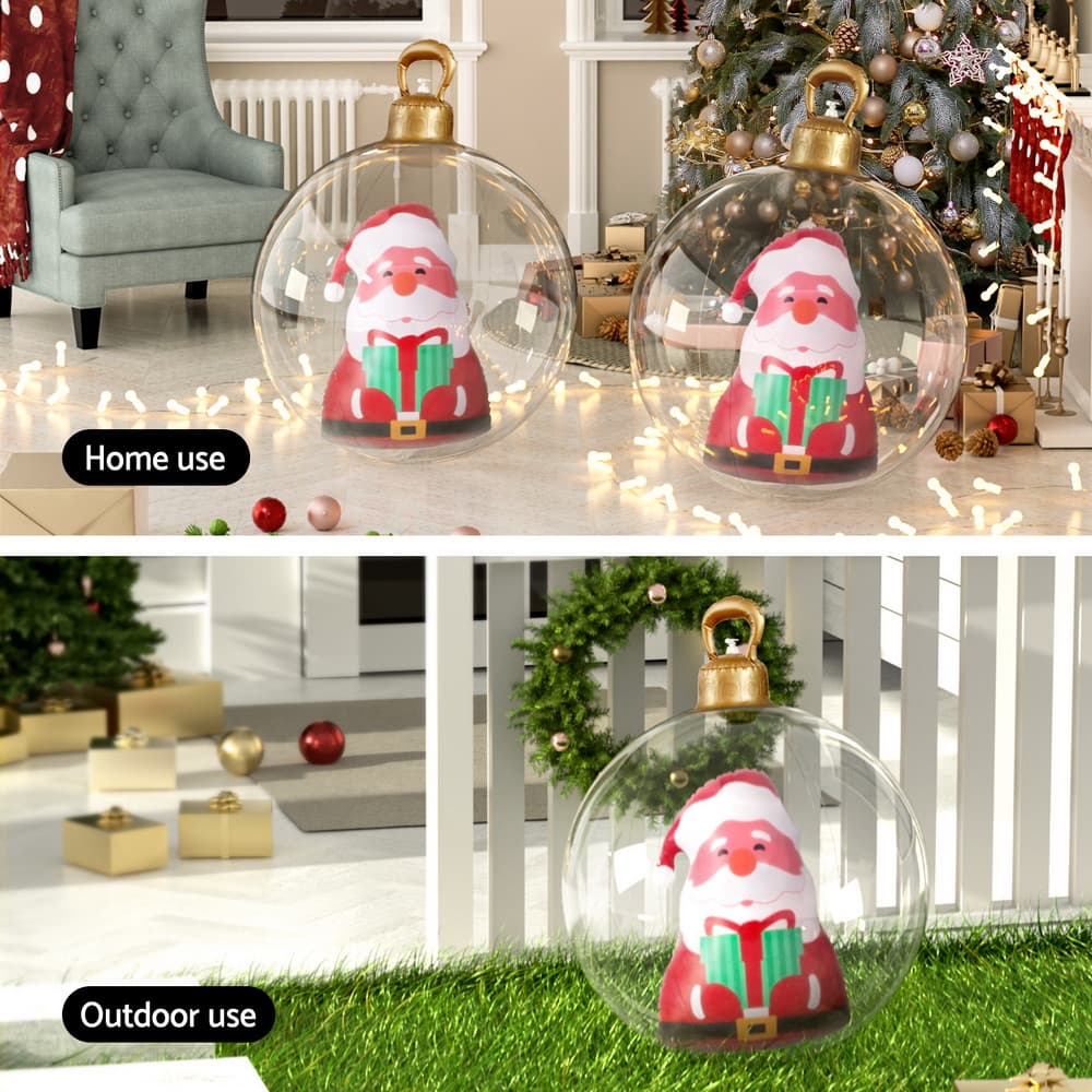 Christmas Inflatable Ball 60cm Water-Repellent PVC Santa Decoration Clear