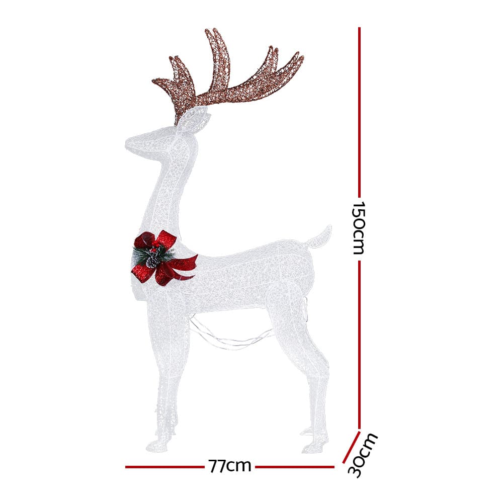 Outdoor Christmas Decorations LED Light-Up Reindeer 150cm Warm White 3D Figure