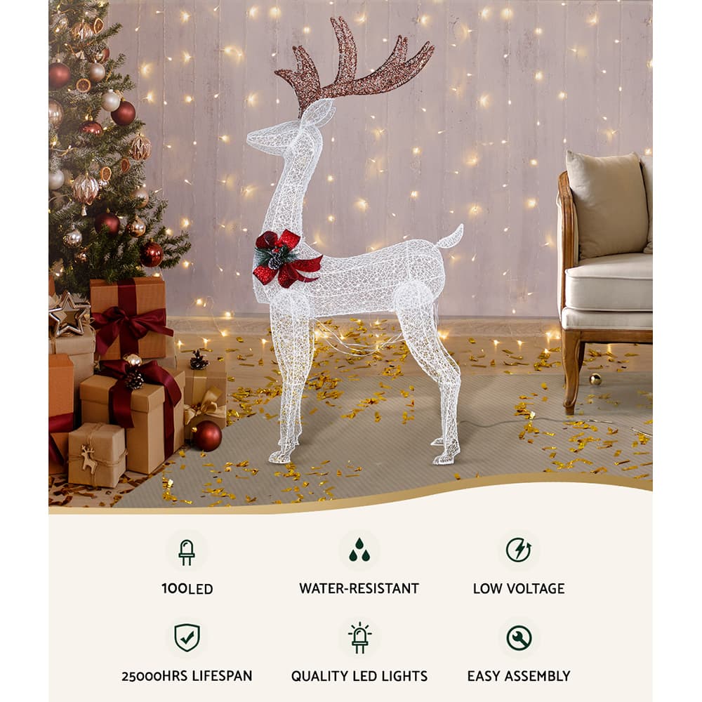 Outdoor Christmas Decorations LED Light-Up Reindeer 150cm Warm White 3D Figure