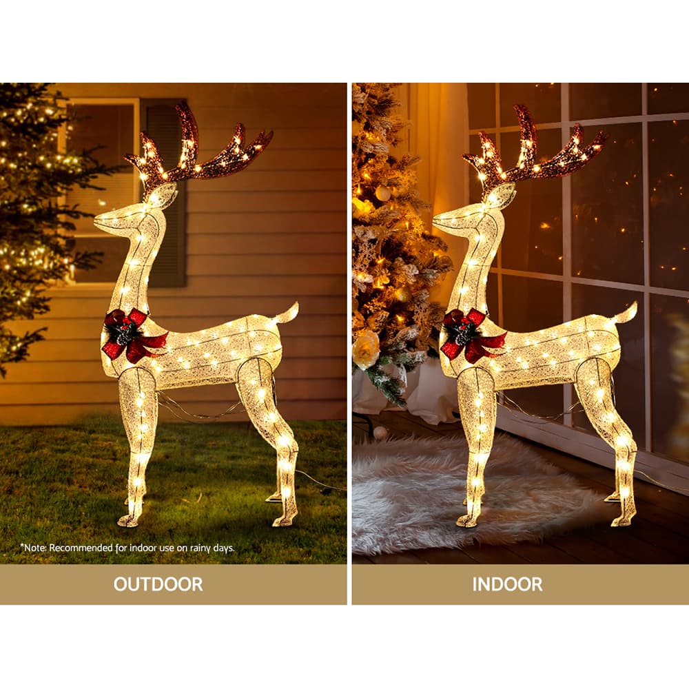 Outdoor Christmas Decorations LED Light-Up Reindeer 150cm Warm White 3D Figure