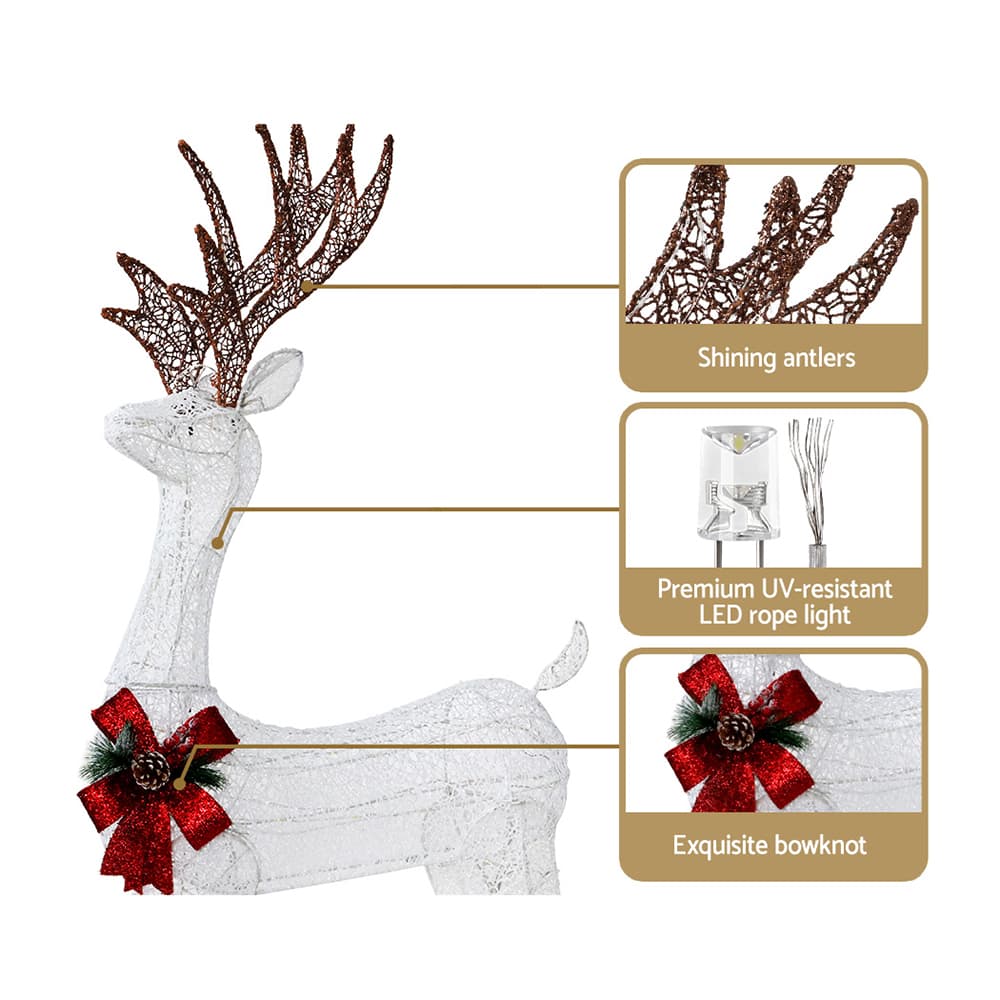 Outdoor Christmas Decorations LED Light-Up Reindeer 150cm Warm White 3D Figure