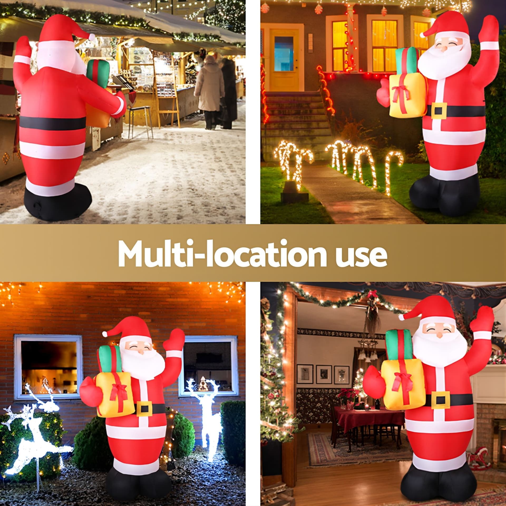 Christmas Inflatable Santa 2.4M Illuminated Water-Repellent UV-Resistant Outdoor Decoration