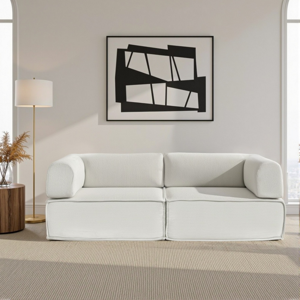 Artiss Convertible Folding Sofa Bed Pull Out Mattress Sleeper Couch Corduroy Beige
