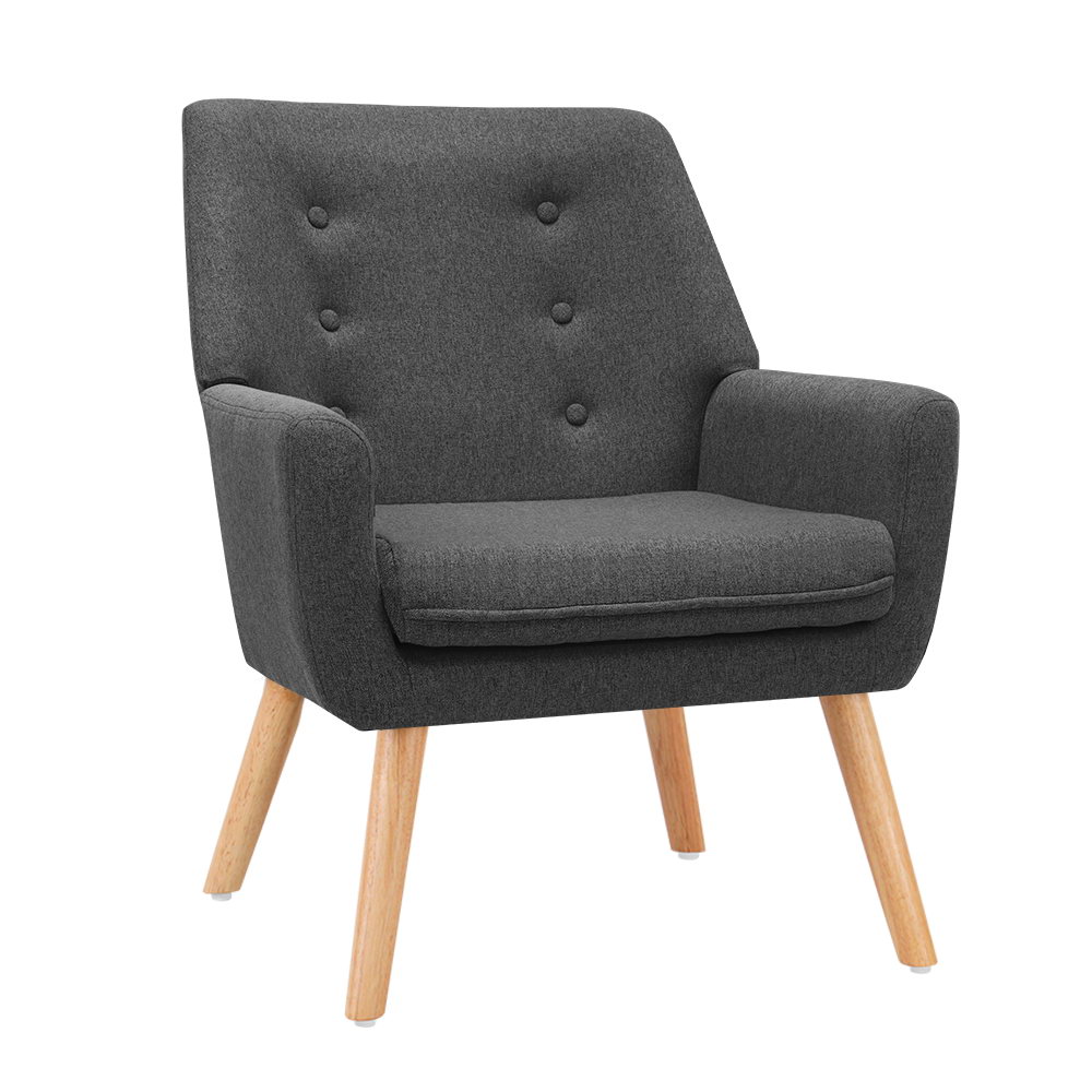 Artiss Armchair Linen Fabric Anne Charcoal