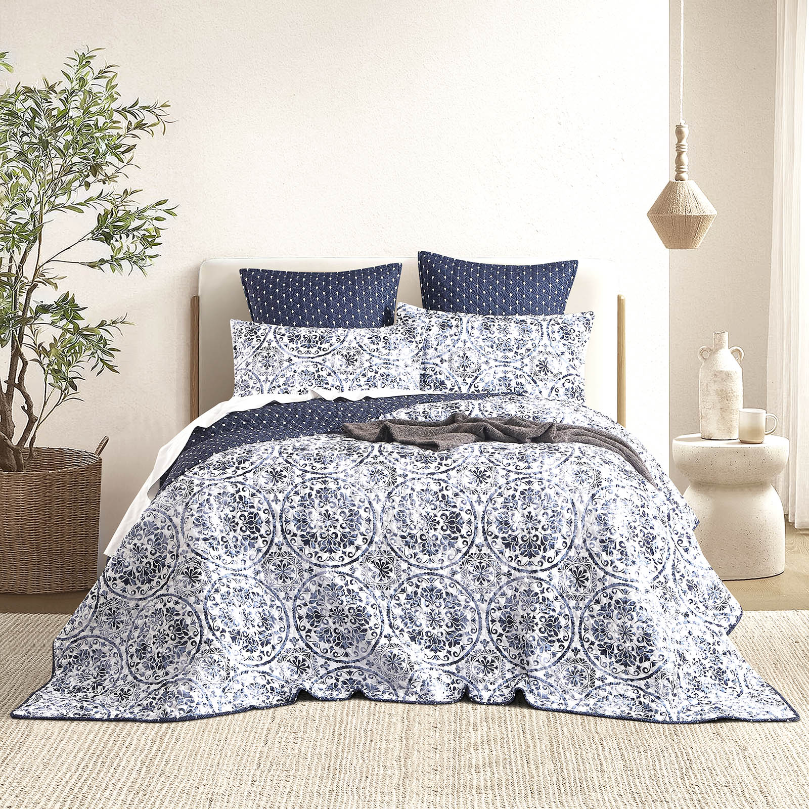 Delos Quilted Reversible Single/Double Coverlet Set by Renee Taylor