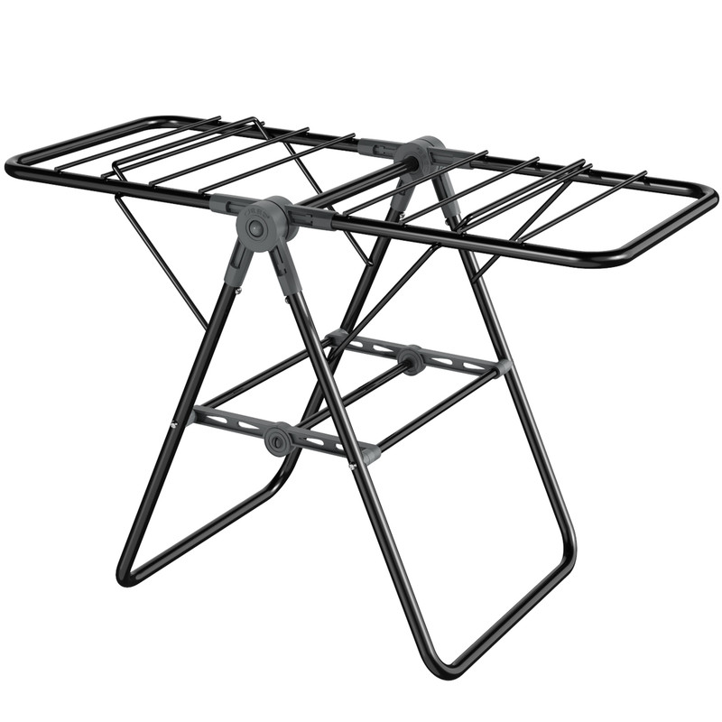 2-Tier Foldable Clothes Drying Rack for Balcony Bay Window-White
