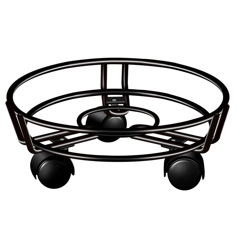 Movable Iron Potted Plant Stand for Home Garden Decoration-Black