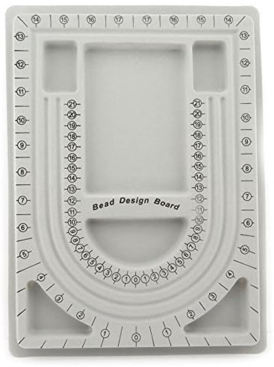 Bead Tray for Bracelets and Necklaces - 9.5 x 12.9 inches - DIY Jewelry Tool - For Girls and Necklace and Bead Makers - Gray