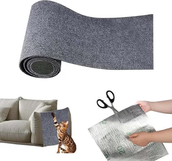 40cm x 200cm Self-Adhesive Cat Scratching Board, Wall and Sofa Protector, DIY Corner Mat for Cats, Dark Gray