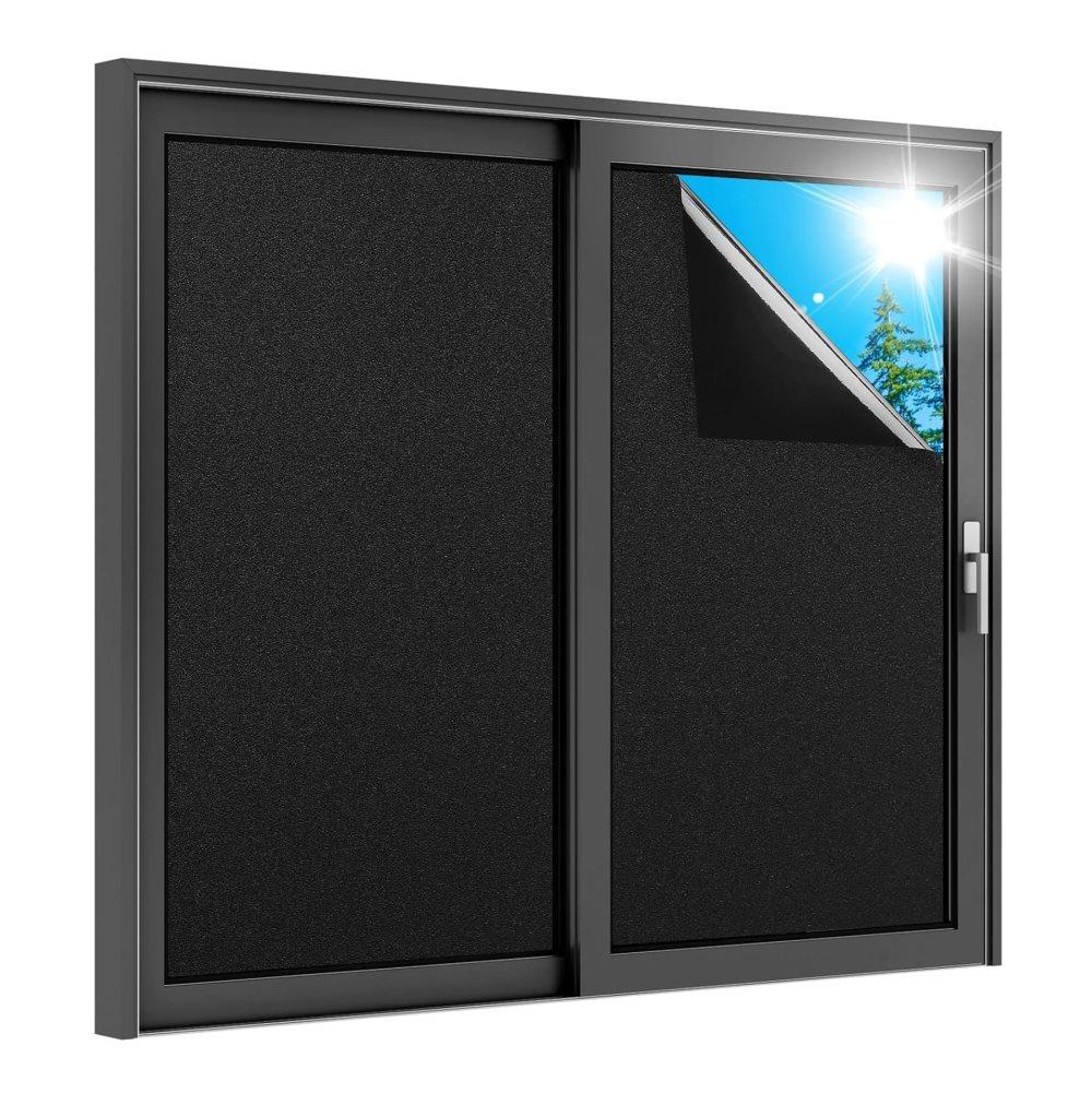 Frosted self-adhesive window film for privacy UV protection opaque for bathrooms and offices, 50cmx3m, Black