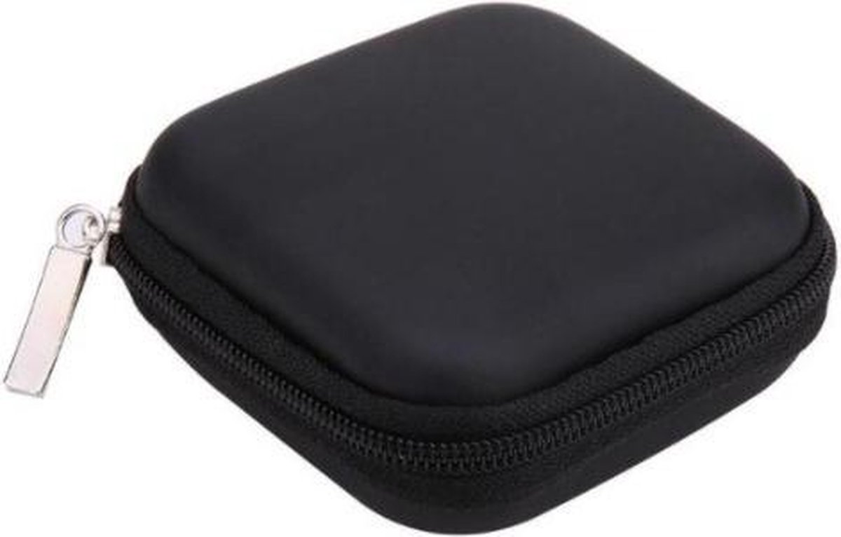 Hard Case Earphone Case | Storage Bag for Earphones | Cable Pouch | Storage Case for Cable | In-Ear Earphones | Key Holder | Coin Holder | Keys | Coins | Travel Bag | Black | Storage Bag | Storage Space | Phone Accessories | Electronics Protector
