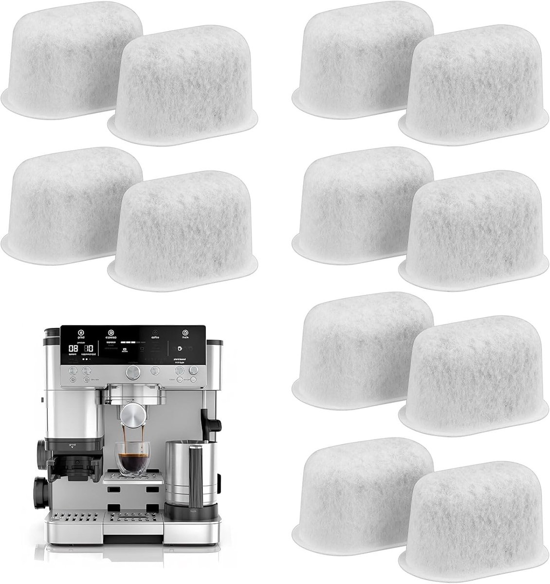 12x Activated carbon filter suitable for Ninja coffee machines - Suitable for coffee machines from the Ninja, Breville and Keurig series - water filter replacement - Coffee accessories - Coffee machine cleaner - Limescale and water filter - 47x20x27m