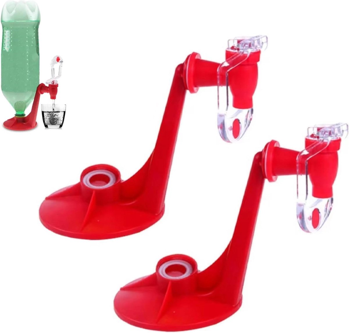 Beverage Vending Machine - 2 Pieces - Beverage Dispenser - Drink and Shot Dispenser - Upside-Down Drink Bottle Drinker - Beverage Dispenser - Tapping - Perfect For Summer Parties And BBQ - Plastic - Red