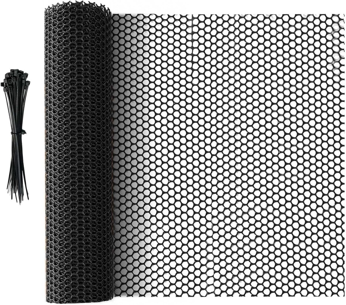 Plastic Fencing Net - 40 cm * 3 m - Chicken Wire - Cat Net - Dog Fencing - Bird Net - Pet Trap Net - Garden Mesh - Plastic Mesh - Plant Net - with 20 fixed straps - for dogs, cats, chickens and other small animals - Black