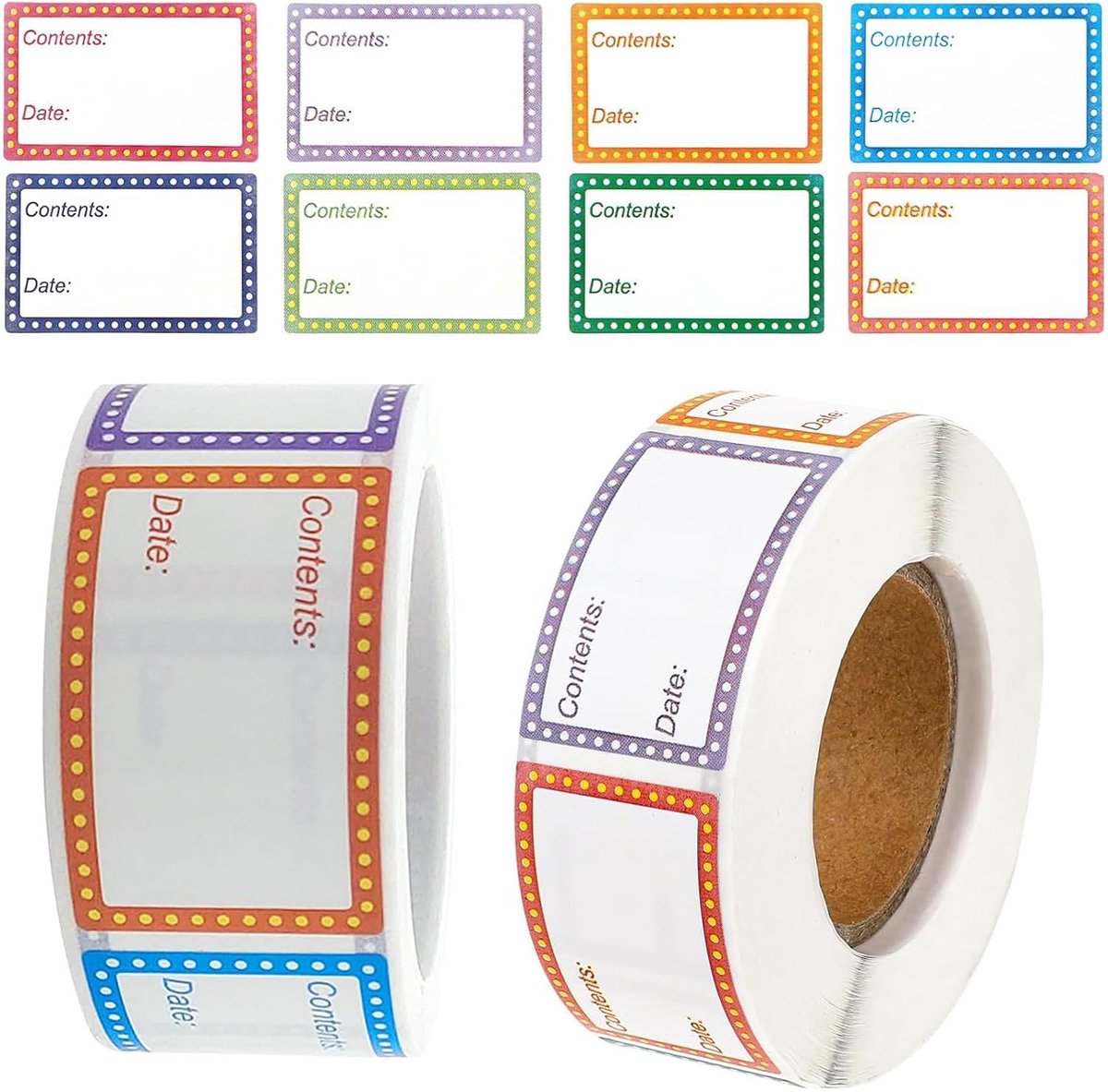 1000 pieces - 25*40 mm - Label - Kitchen labels - removable labels for food storage - self-adhesive labels for food dates - freezer label stickers - for kitchen food, date jam and jelly jars - 8 colors