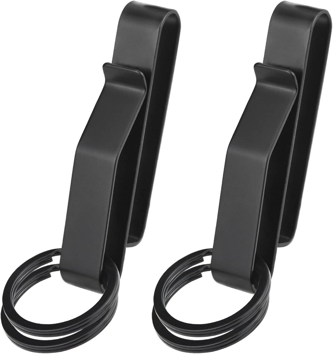 2 pieces - Keychain - Tactical keychain - Belt keychain - Duty Belt Keychain - Key clip - Key ring - Belt clip - with 2 keychains - stainless steel stealth belt loop keychain holder - 7.5*1.3*2.3 cm - black
