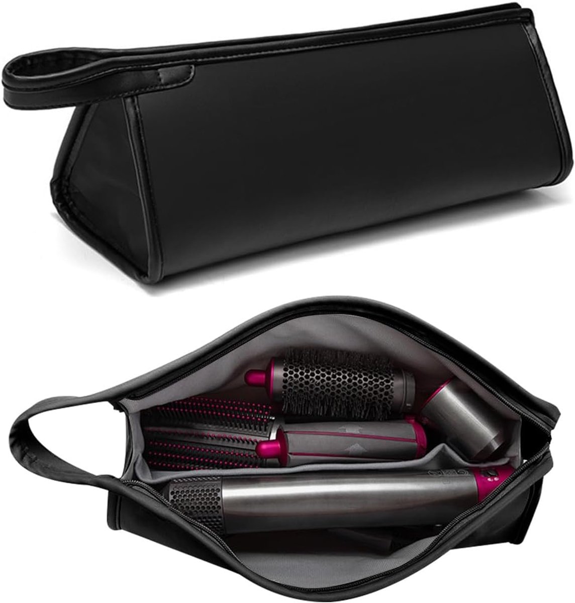 Suitable Travel Case - 1 piece - Organizer - Storage Bag - Travel Bag - Travel Pouch - PU Leather - Waterproof Hair Dryer Bag - Portable Hair Dryer Bag - For curling iron, comb, curling iron and hair dryer - Suitable for Dyson Supersonic and accessor