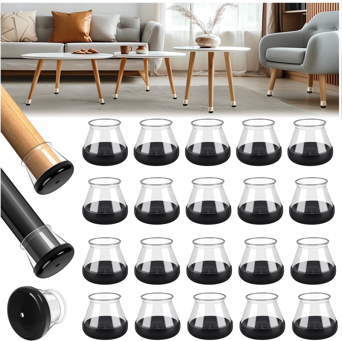 28 Pieces Chair Leg Protectors - Silicone Protective Caps - Chair Leg Protectors - Round Medium Silicone Chair Cushion - Anti-Scratch Felt - Furniture Cushions - Chair Leg Protectors - Carpet Chair Leg Cushions (fit: 20.1-30 mm) - Floor Protection -