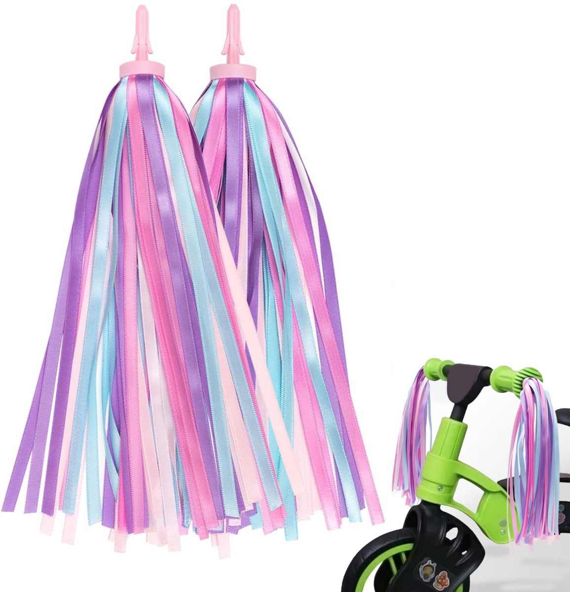 1 Pair - Bicycle Streamers - Bicycle Tassels for Children - Kids' Bicycle Accessories - Scooter, Bicycle, Tricycle Handlebar Streamers - Handlebar Grips Accessories - for Girls and Boys - 28 cm - Purple