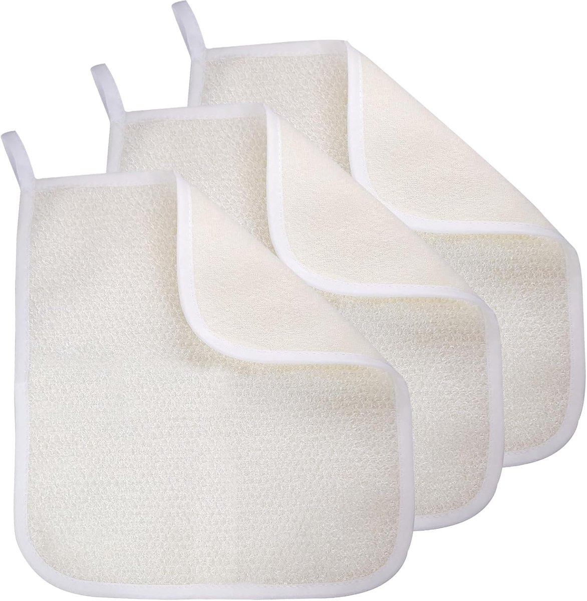 3-Piece - Exfoliating Towel - Exfoliating Towel for Body and Face - Bath Towel - Double-Sided Exfoliating Bath Towel - Facial Washcloth - Nylon - Scrub Towel