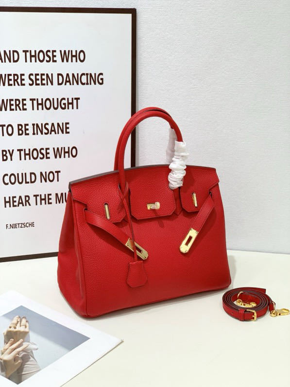 2025- Euro-american Elegant Crocodile Leather Handbag Bag - Birkin 25,red ,palladium Hardware