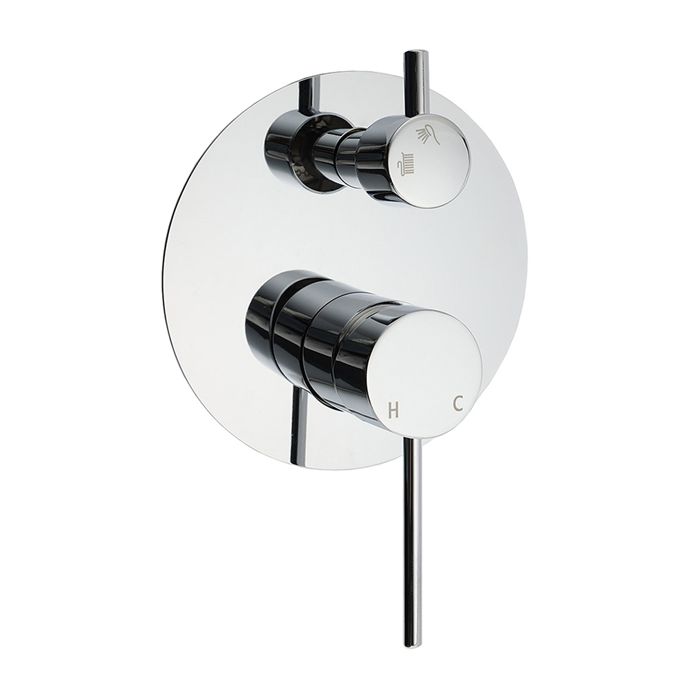 OZ Chrome Round Stainless Steel Shower Mixer 2 Way Switch Diverter For Bath Set