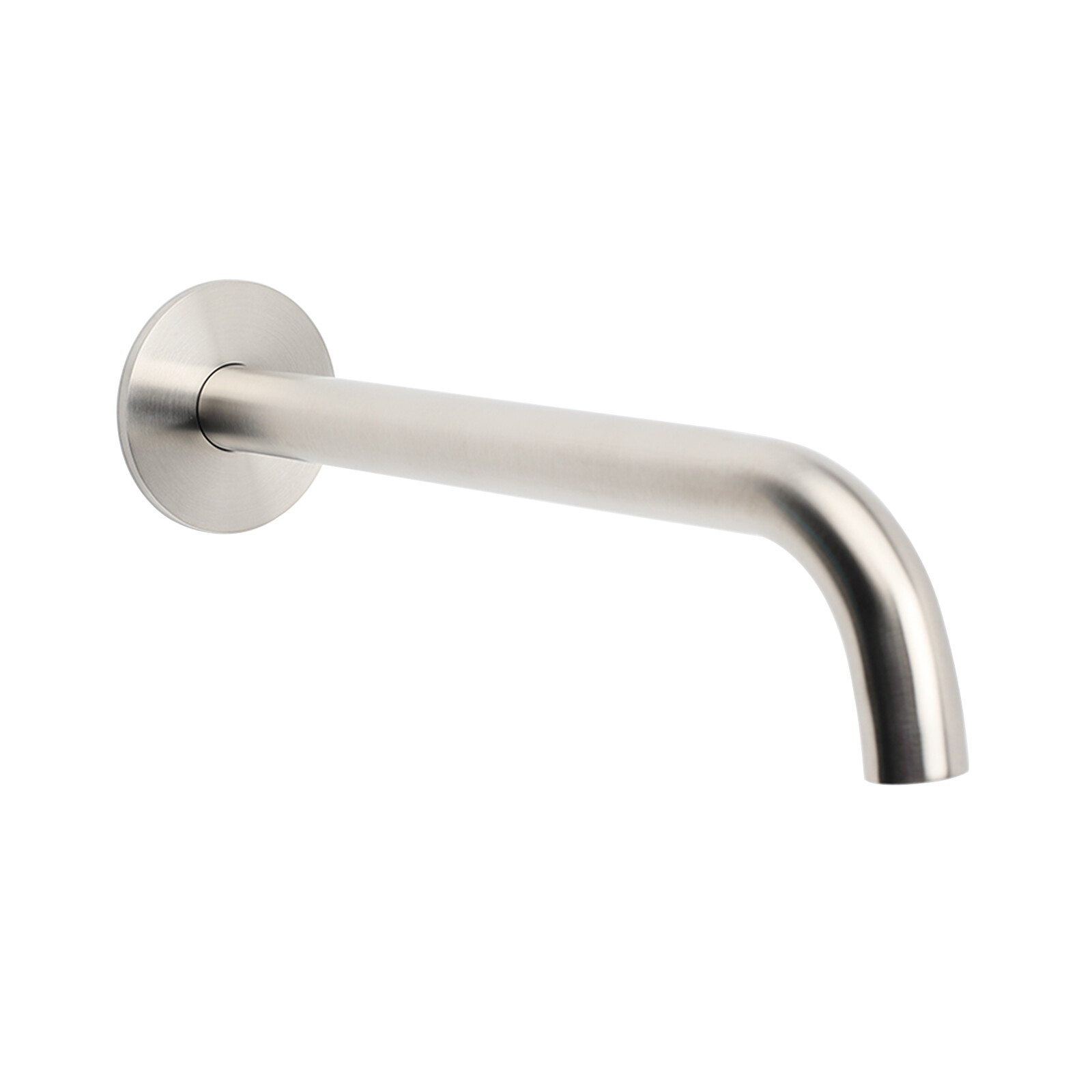 Brushed Nickel Round 250mm Long Spout Bath Tub Wall Mounted Water Filler Outlet
