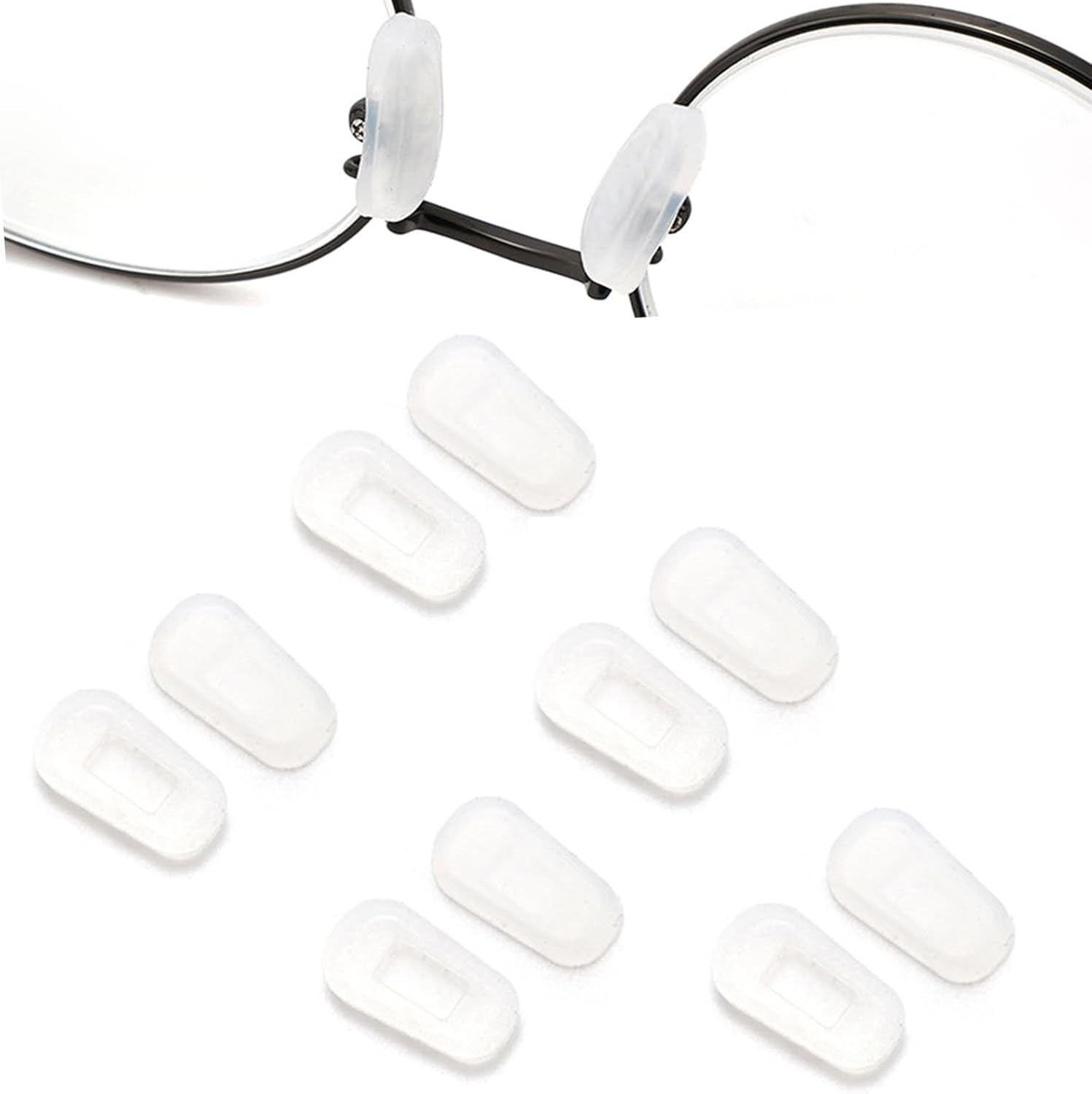 Eyeglass Nose Pads Covers Slip-on Silicone Glasses Nose Pad Anti Slip Soft Nose Pads for Eyeglasses Repair Kit(5 Pairs), Clear/S