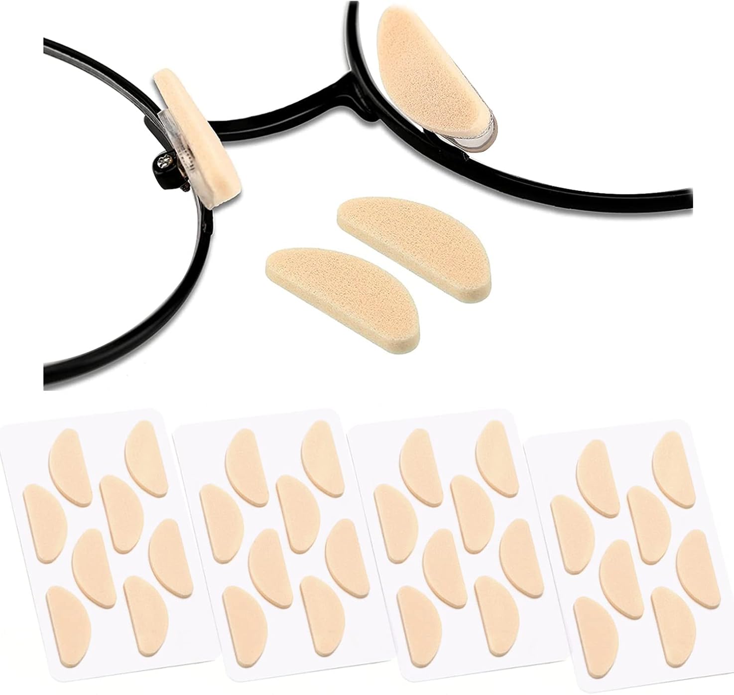 Glasses Nose Pads Adjustable Eyeglass Nose Pads Foam Nose Pads for Glasses Non Slip Eye Glasses Nose Pads for Plastic Frame (16pairs,Skin/1.5mm)