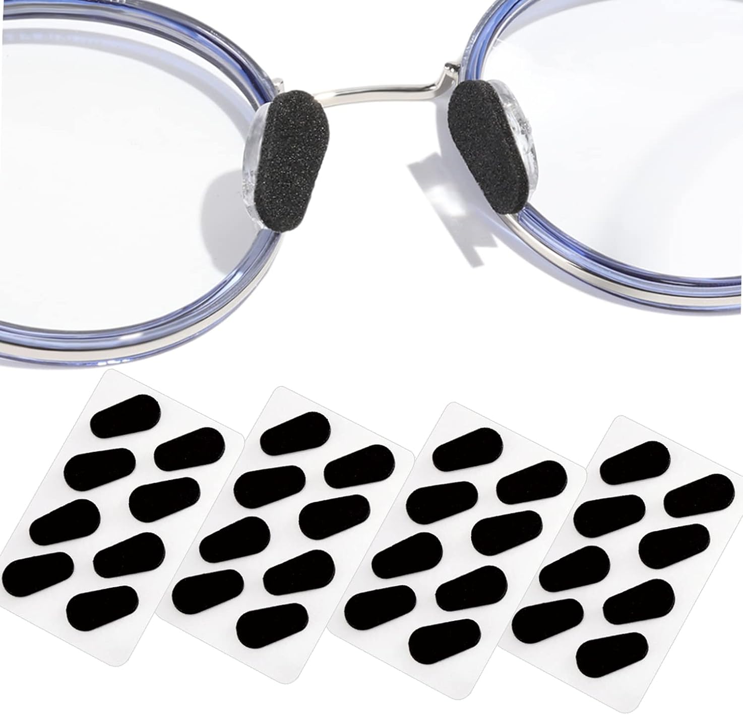 Nose Pads Self Stick Foam Eye Glass Nose Pads Anti Slip Eyeglass Nose Pads for Sunglasses Glasses Children's Glasses 16 Pairs (Black Color/1mm)