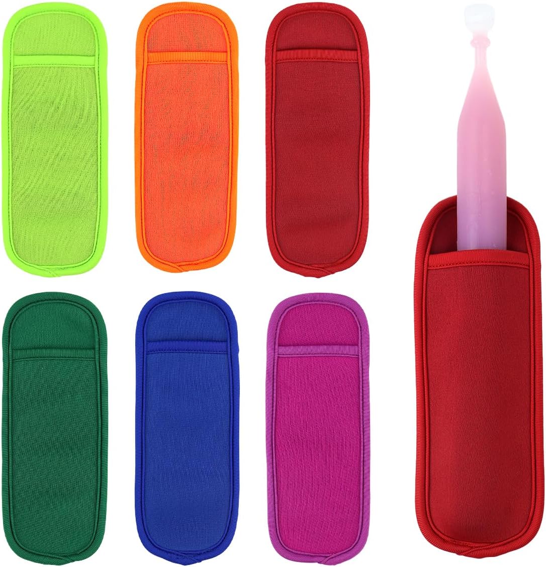 6 Pieces Ice Pop Neoprene Insulator Sleeves Reusable Popsicle Holders Ice Popsicles Bags Ice Pop Sleeves Popsicle Holder Sleeves Ice Pop Stick Sleeves(6 Colors)