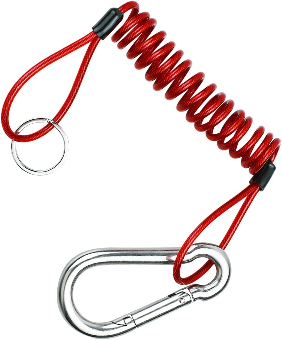 1 Pcs RV Retractable Breakaway Trailer Cable, Trailer Brake Cable Heavy Duty Stainless Steel Spring Towing Coiled Wire Extend to 4ft for RV Trailer Emergency, Anti-Lost Cable, Sturdy
