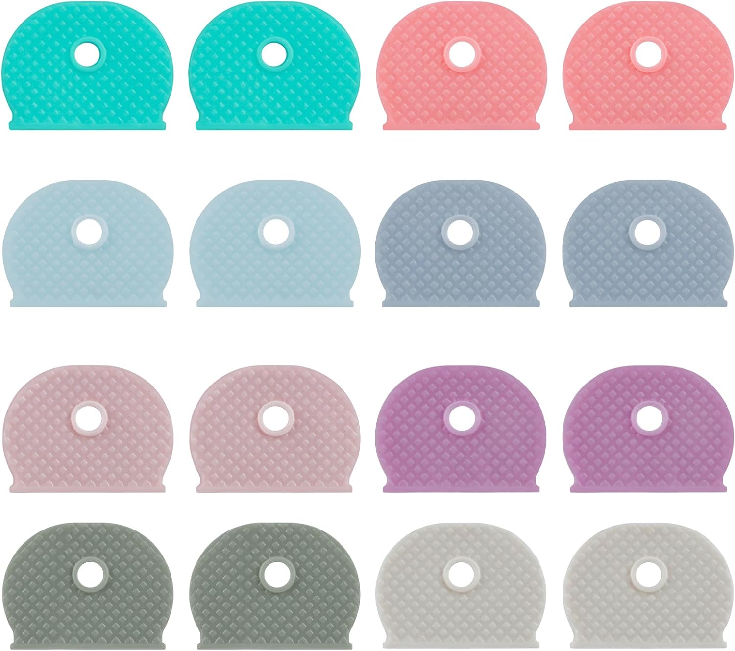 16 Pcs Key Covers Caps, 1" Key Identifiers, Soft Stretchy Key Covers for House Key, Key Head Protectors for Standard Keys (Not Suitable for Odd-Shaped Keys), 8 Colors