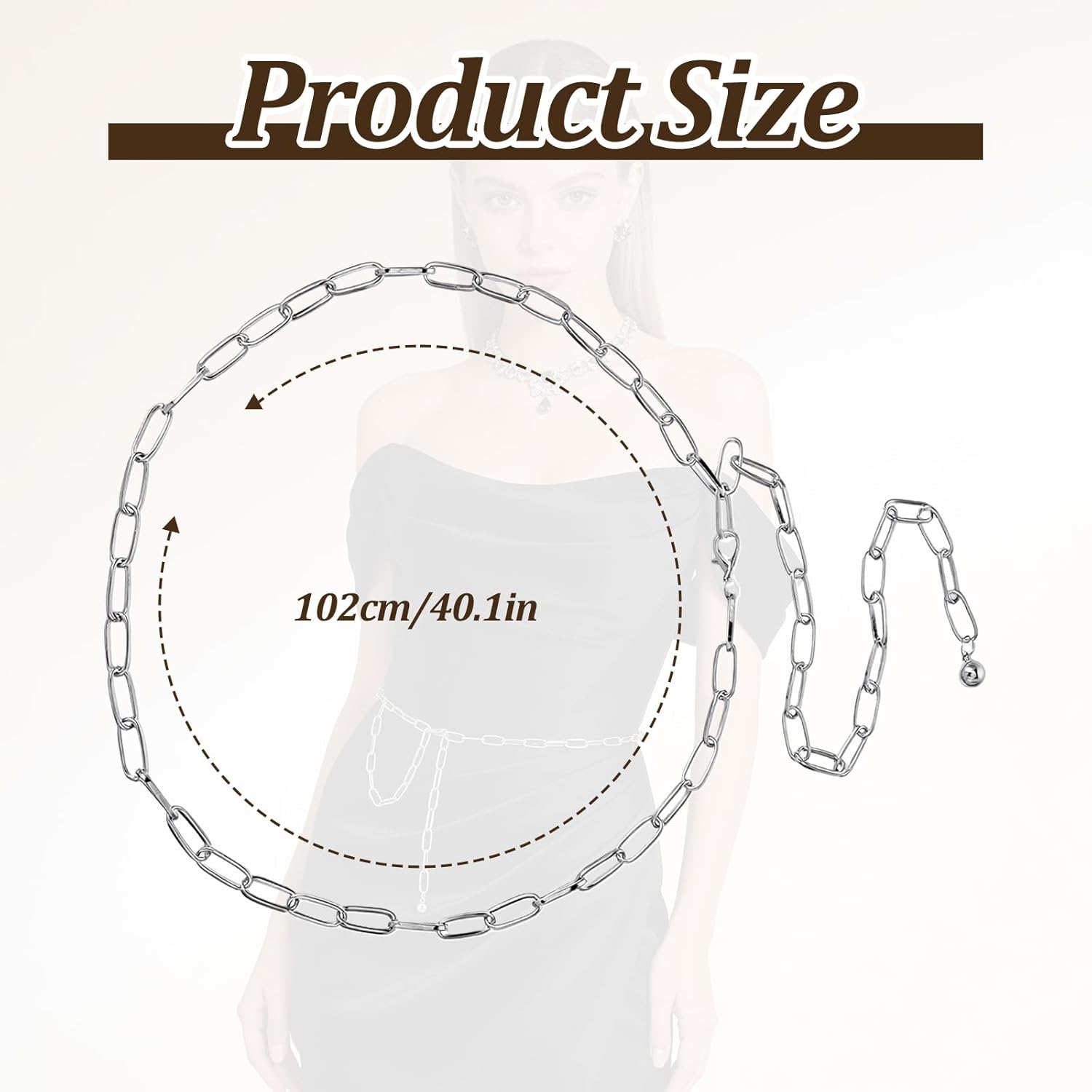 Silver Chain Belts for Women,Adjustable Womens Chain Belt Trendy Metal Belt for Jeans Dresses Pants